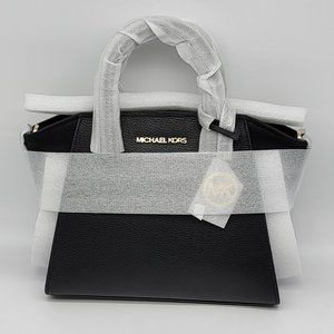 Michael Kors Avril Small Top Zip Satchel Black Leather